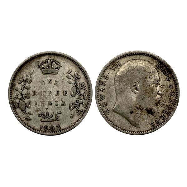 Edward VII, SIlver Rupee, 1903 Br,