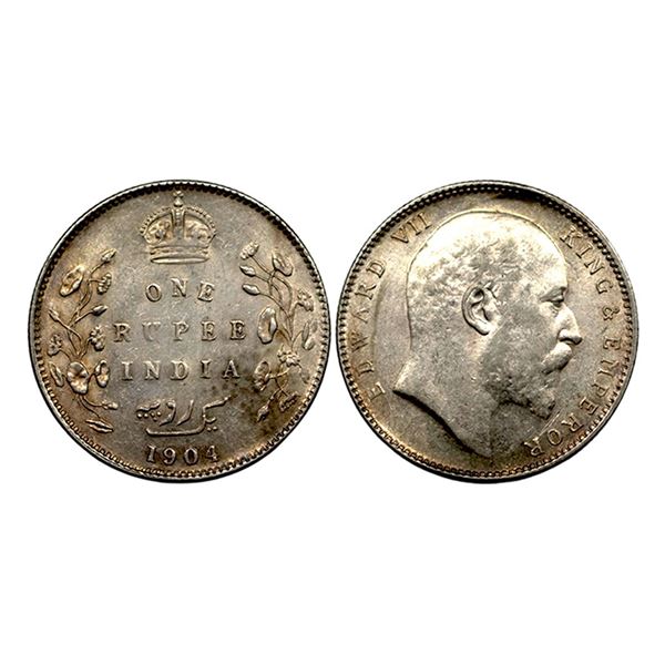 Edward VII, SIlver Rupee, 1904, Bombay Mint,