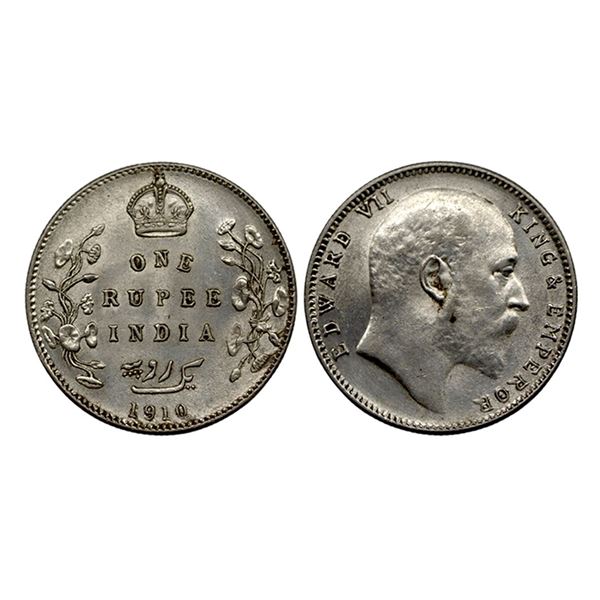Edward VII, SIlver Rupee, 1910, Bombay Mint,