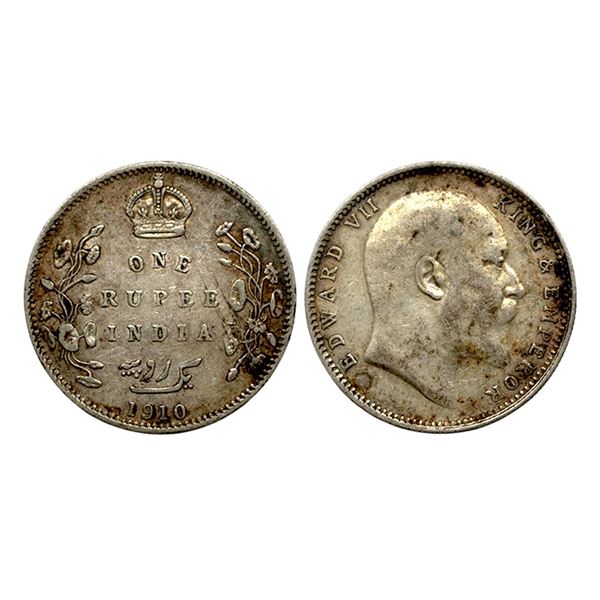 Edward VII, SIlver Rupee, 1910, Bombay Mint,
