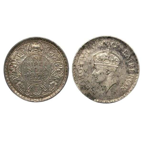 British India, Silver Rupee, George VI, 1938.