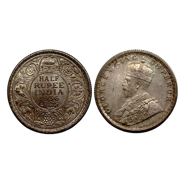 George V, Silver 1/2 Rupee, 1936,