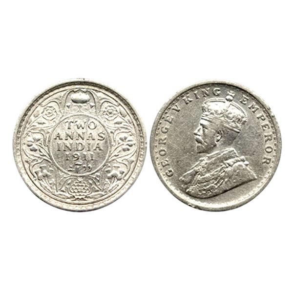 George V, Silver Two Annas, 1911,