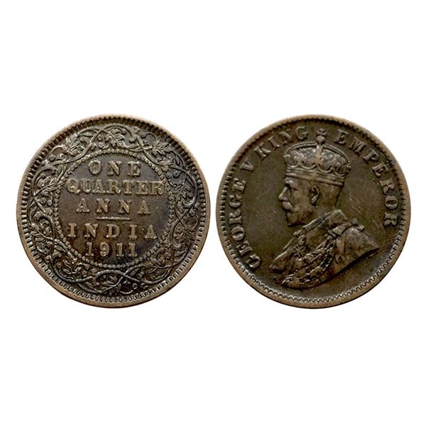 George V, One Quarter Anna, 1911,