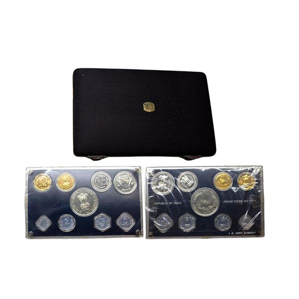 1971, Food for All, VIP Proof set of 9 coins, 10 Rupees, 1 Rupee, 50 Paise, 20 Paise, 10 Paise, 5 Pa