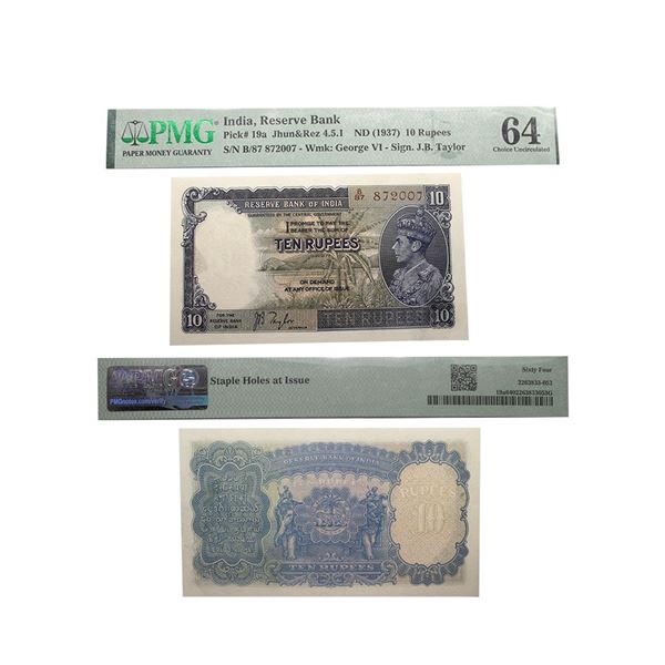 British India, 1937, King George V, 10 Rupees.