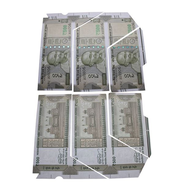 500 rupees, misprint notes (3), new Gandhi series, 2022, signed by Shaktikanta Das, inset 'C', seria