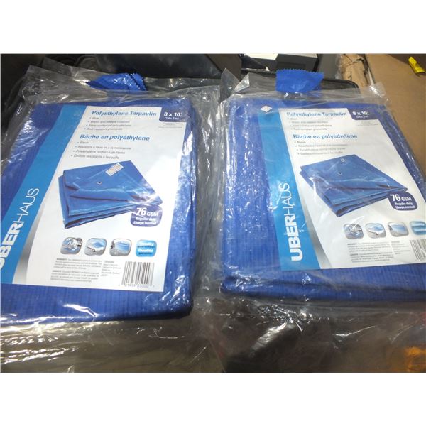 Four 8'x10' Blue Tarps