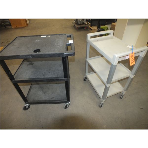 2 Plastic Carts On Wheels
