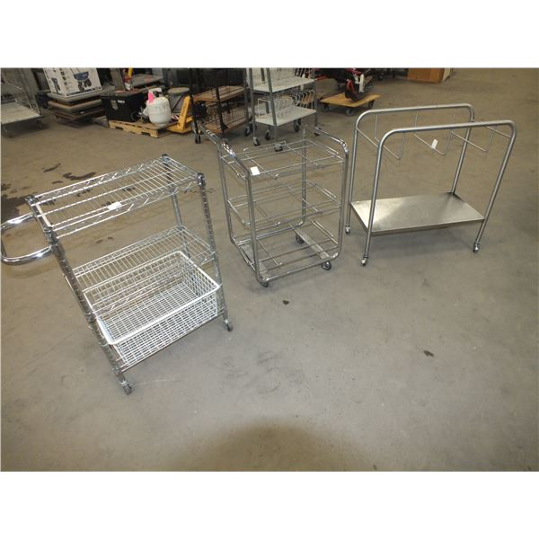 3 metal Carts On Wheels