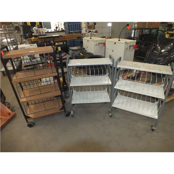 4 Metal Carts On Wheels