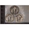 Image 1 : 3 NO DATE SILVER STANDING LIBERTY QUARTERS