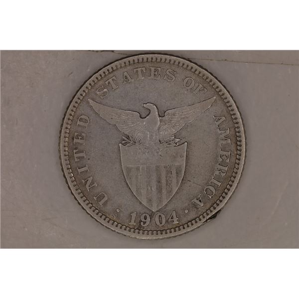 1904-S SILVER PHILIPPINES 20 CENTAVOS