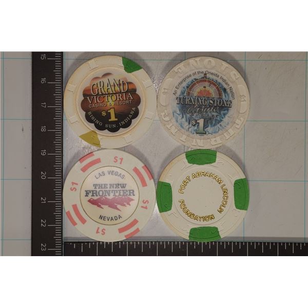 4-$1 PLASTIC CASINO CHIPS: GRAND VICTORIA,