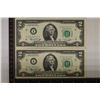 Image 1 : 2-1976 US STAR NOTE $2'S WITH CONSECUTIVE SERIALS