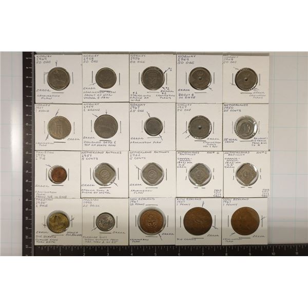 20 ASSORTED FOREIGN ERROR COINS: 5-NETHERLANDS,