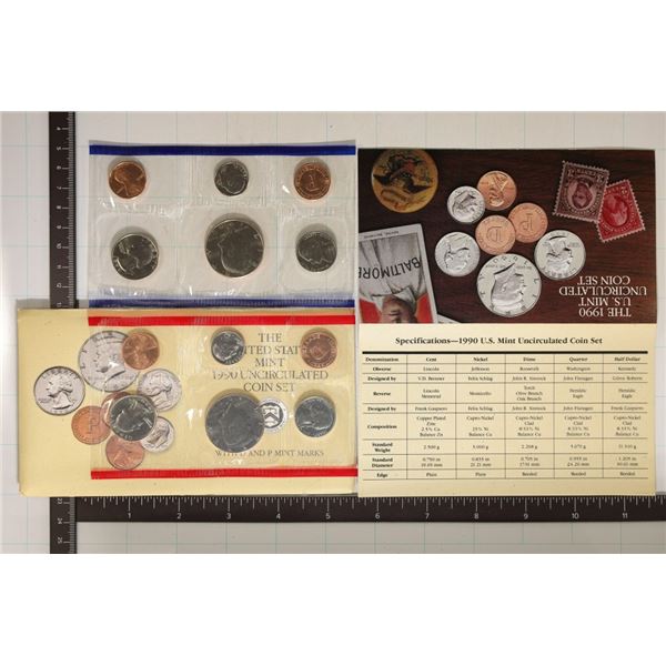 1990 US MINT SET (UNC) P/D (WITH ENVELOPE) AND