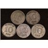 Image 2 : 1909, 11, 13, 19 & 1929 SWEDEN SILVER 10 ORE