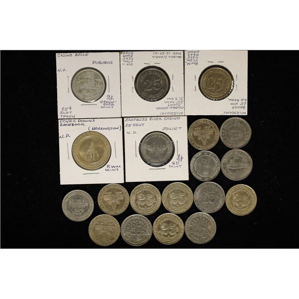 19-METAL CASINO 25 CENT TOKENS: CASINO BELLE,