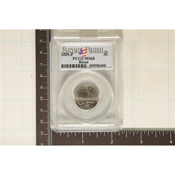 2005-P BISON NICKEL PCGS MS68 SATIN FINISH