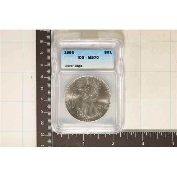1993 AMERICAN SILVER EAGLE ICG MS70 HIGH DOLLAR