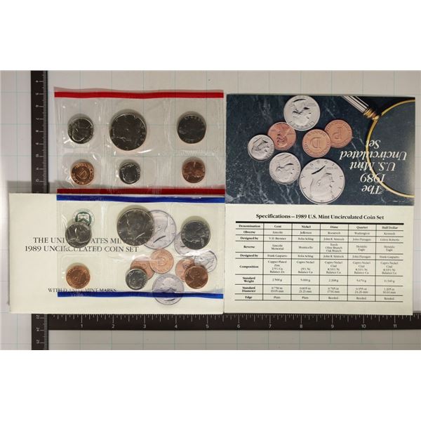 1989 US MINT SET (UNC) P/D (WITH ENVELOPE) AND
