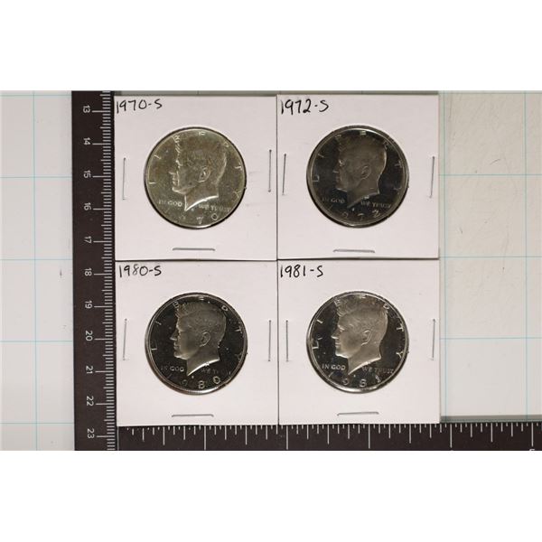 4-KENNEDY HALF DOLLARS: 1-1970-S 40% SILVER,