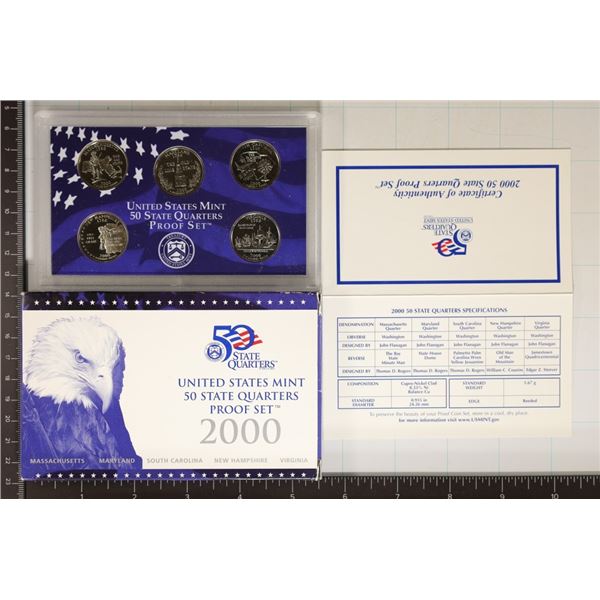 2000 US 50 STATE QUARTERS PROOF SET WITH BOX AND