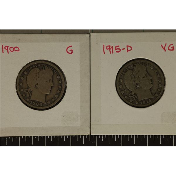 1900 & 1915-D SILVER BARBER QUARTERS