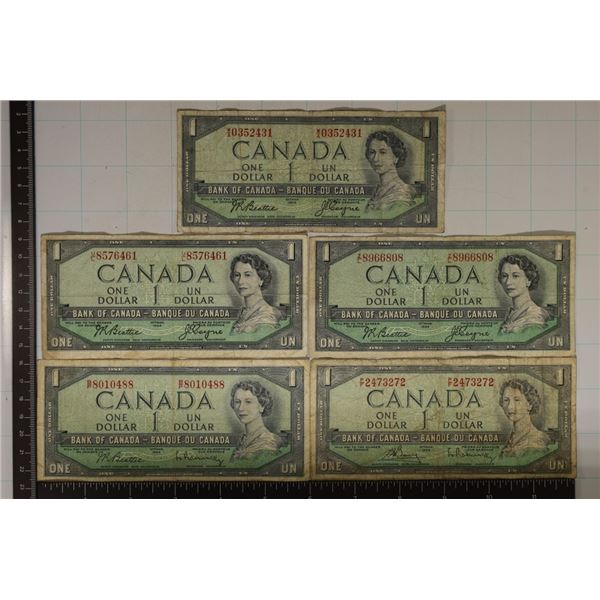 5-1954 CANADA $1 BILLS
