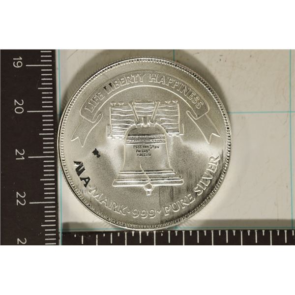1 TROY OZ .999 FINE SILVER UNC ROUND LIBERTY