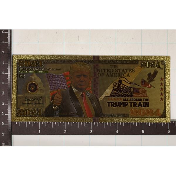 2024 GOLD FOIL 999999999 "ALL ABOARD THE TRUMP