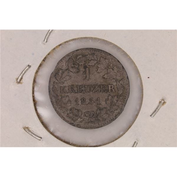 1851 GERMAN STATE OF BAVARIA BILLON 1 KREUZER