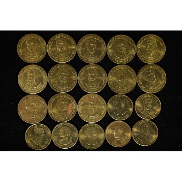 20 PRESIDENTIAL METAL TOKENS GOLD IN COLOR