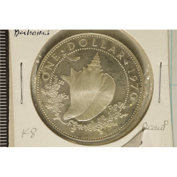 1970 BAHAMAS SILVER $1 COIN .4666 OZ. ASW