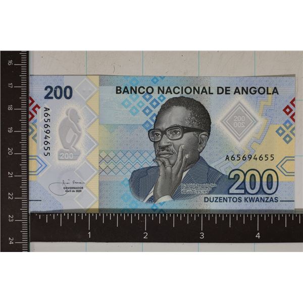 2020 BANK OF ANGOLA 200 KWANZAS POLYMER CU