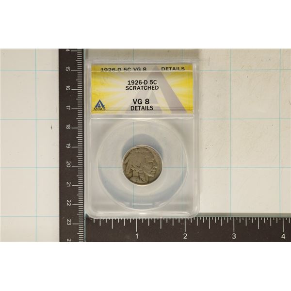 1926-D BUFFALO NICKEL ANACS VERY GOOD 8 DETAILS