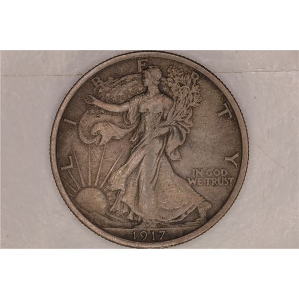 1917 SILVER WALKING LIBERTY HALF DOLLAR TONED