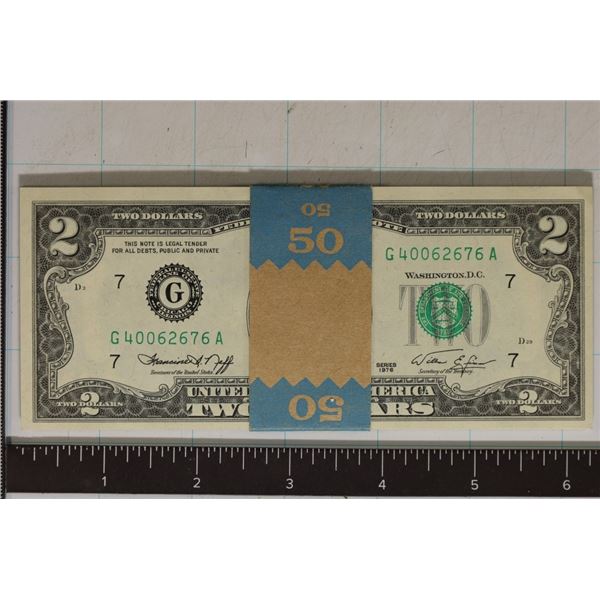 25-US $2 FRN'S WITH CONSECUTIVE SERIAL NUMBERS