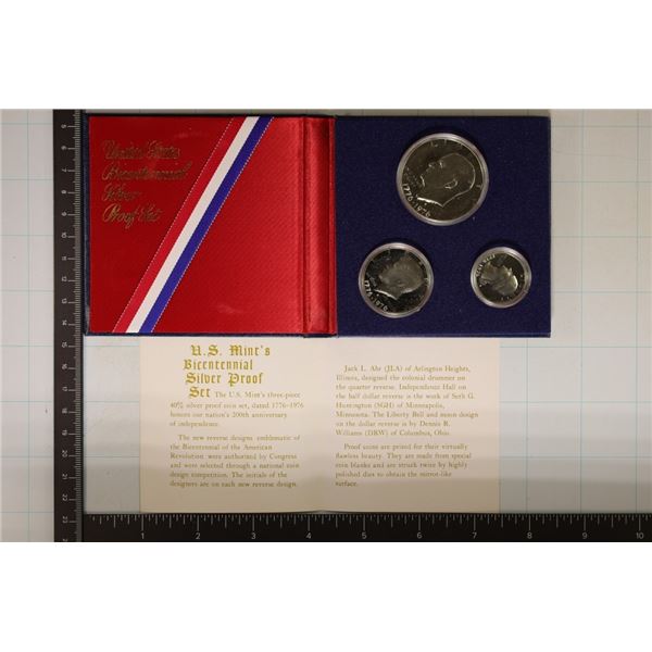 US 1976 SILVER 3 COIN BICENTENNIAL PROOF SET