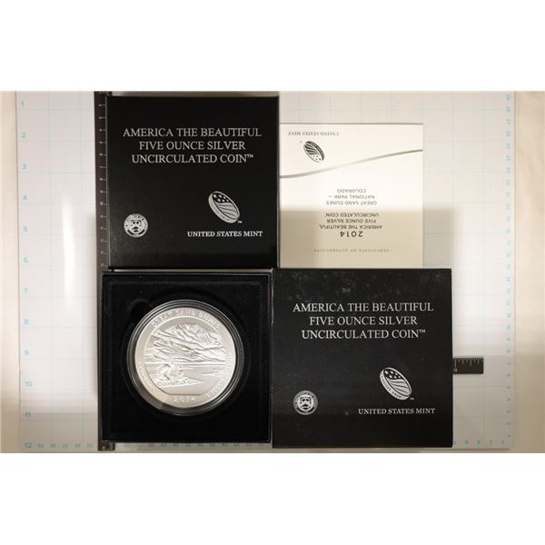 2014-P US 5 OZ. SILVER AMERICA THE BEAUTIFUL ROUND
