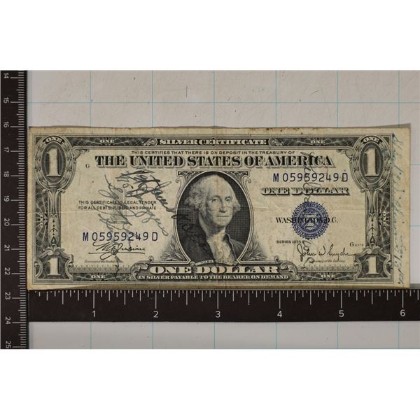 1935 US $1 SILVER CERTIFICATE BLUE SEAL SHORT