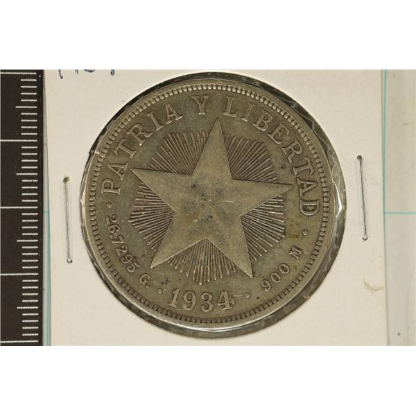 1934 CUBA SILVER PESO .7734 OZ. ASW