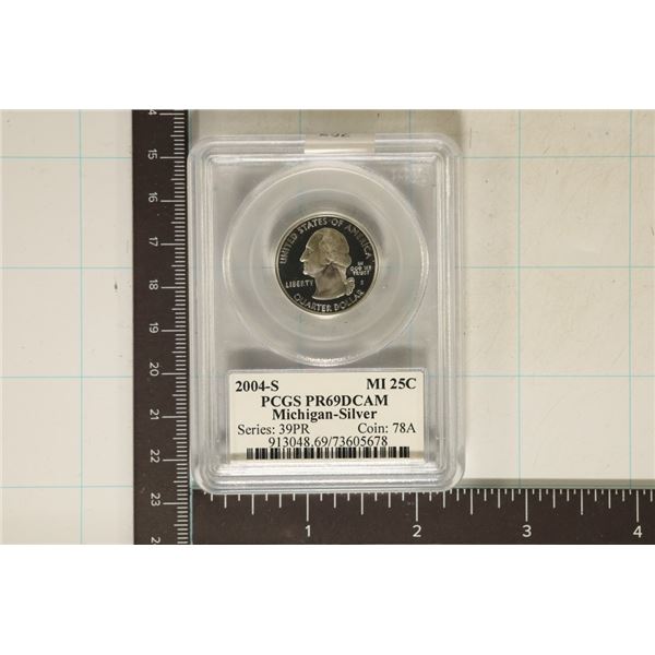 2004-S SILVER MICHIGAN QUARTER PCGS PR69 DCAM