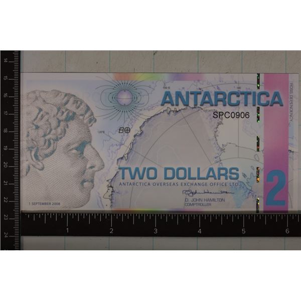 2008 ANTARCTICA POLYMER $2 COLORIZED CRISP UNC