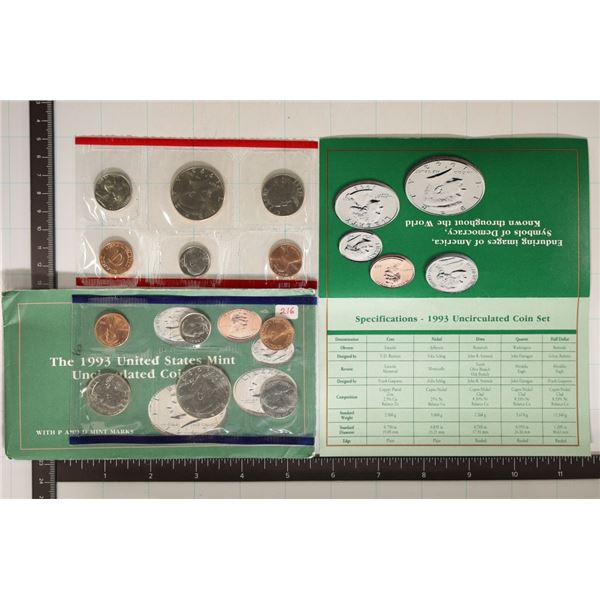 1993 US MINT SET (UNC) P/D (WITH ENVELOPE) AND