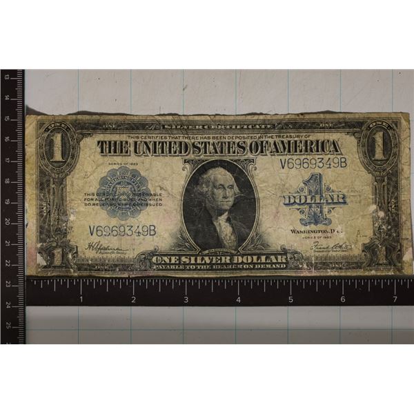 1923 US $1 SILVER CERTIFICATE LARGE SIZE BLUE SEAL