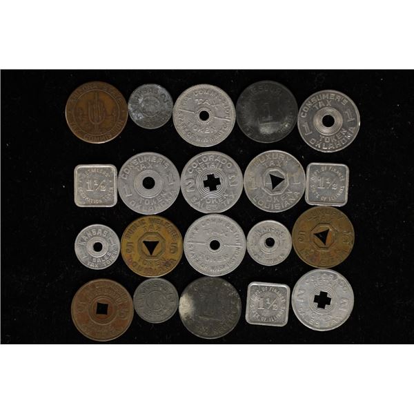 20-STATE TAX, LUXURY TAX & OCCUPATIONAL TAX TOKENS