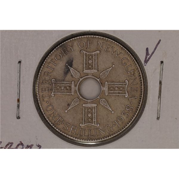 1938 STERLING SILVER NEW GUINEA ERROR 1 SHILLING