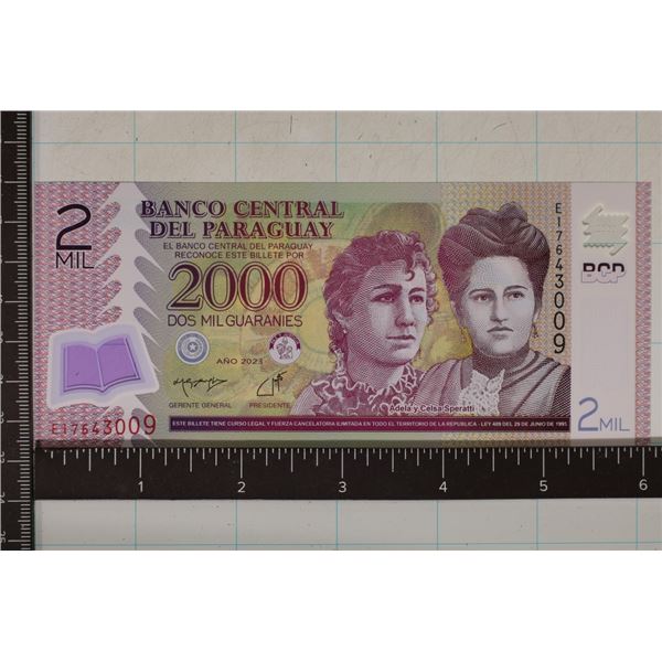 2023-PARAGUAY CU POLYMER 2000 GUARANIES BANK NOTE